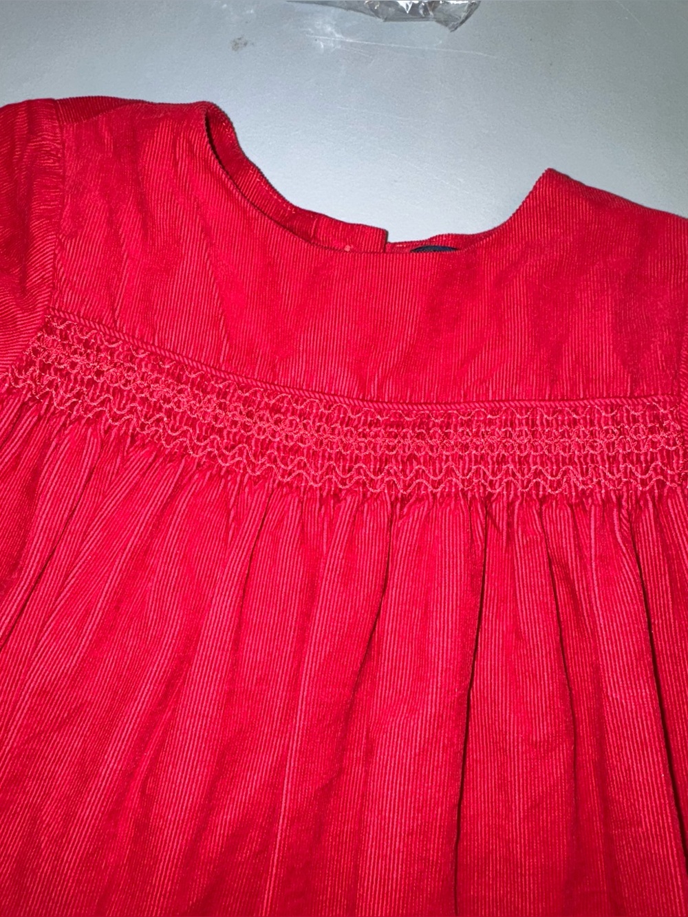 Vintage Polo Ralph Lauren Girls Red Corduroy Smocked Christmas Holiday Dress